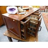 AN INTERESTING EARLY 20th.C.MAHOGANY CABINET OF FIVE VERTICAL DRAWERS EACH CONTAINING SAMPLE