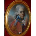 AFTER. JOHN RUSSELL.(1745-1806) AN OVAL PORTRAIT OF A CAPTAIN HARVEY, ROYAL WELSH FUSILIERS, PASTEL.