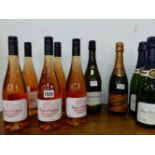 FIVE BOTTLES OF ROSE WINE AND FOUR BOTTLES PF SPARKLING WINE. (9)