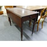 A VICTORIAN MAHOGANY PEMBROKE TABLE.