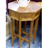 AN ARTS AND CRAFTS STYLE OCTAGONAL WALNUT OCCASIONAL TABLE. 51 x 51 x H.77cms.