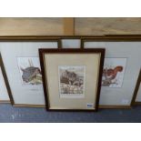 A GROUP OF SIX PENCIL SIGNED 20th.C.COLOUR PRINTS OF VARIOUS ANIMALS. LARGEST 18 x 12.5cms. (6)