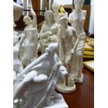 A COLLECTION OF ALABASTER, PARIAN AND BISCUIT FIGURES.