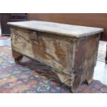 A 17th / 18th.C.OAK PLANK COFFER. W.97 x H.50 x D.36cms.