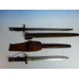 TWO 1903 PATTERN BAYONETS, AN 1888 BAYONET, CHASSEPOT BAYONET, 1913 REMINGTON BAYONET AND ONE