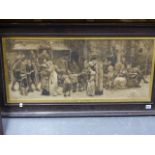 AFTER G.J.PINWELL. (1842-1875) A FESTIVE GATHERING, FOLIO PRINT. 38 x 84cms TOGETHER WITH ANOTHER