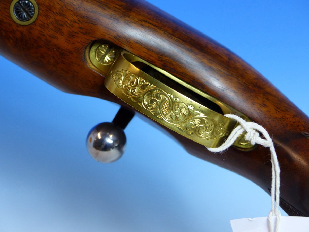 A RARE HAND MADE ISP SPARTAN AIR RIFLE 0.177 SERIAL No.587.- FIGURED ENGLISH WALNUT STOCKED- - Image 16 of 18