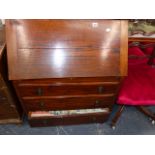 AN OAK BUREAU AND A LARGE QTY OF MAPS.