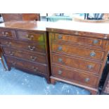 TWO MINATURE GEORGIAN STYLE CHESTS OF DRAWERS.