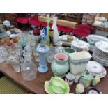 A QTY OF FRENCH DINNERWARES, VICTORIAN AND OTHER CHINA, GLASS AND ORNAMENTS.