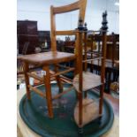 A PAPIER MACHE TRAY, A CHILD'S CHAIR AND A CORNER SHELF.