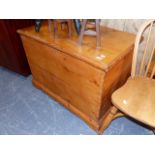 A LARGE ANTIQUE BLANKET BOX.