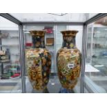 A PAIR OF VASES IN THE SATSUMA TASTE. H.36cms.