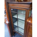 AN EDWARDIAN INLAID DISPLAY CABINET AND A CORNER CABINET.