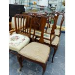 TWO 19th.C.SIDE CHAIRS AND THREE BEDROOM CHAIRS.