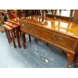 A WALNUT CASED GARRARD RECORD DECK AND A NEST OF TABLES.