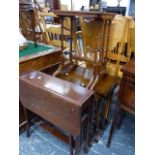 AN EDWARDIAN SUTHERLAND TABLE AND TWO NESTS OF TABLES.