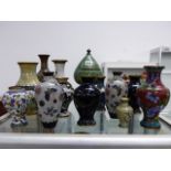 A GROUP OF VARIOUS CLOISONNE VASES (15).