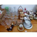 A COTTAGE WARE TEASET, VARIOUS GLASSWARES,ETC.