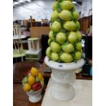 FIVE VARIOUS POTTERY FRUIT DISPLAYS.