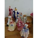 FIFTEEN ROYAL DOULTON AND COALPORT FIGURINES.