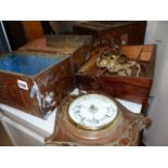 TWO VICTORIAN BOXES, A BAROMETER,ETC.