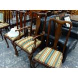 A SET OF QUEEN ANNE STYLE CHAIRS.