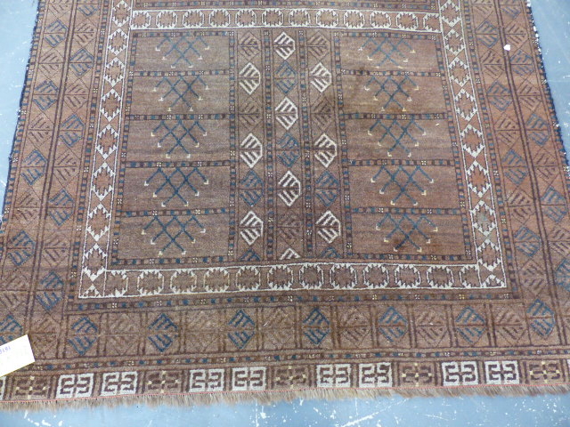 AN ANTIQUE AFGHAN ENGSI. 216 x 137cms TOGETHER WITH A BELOUCH RUG. 192 x 100cms. (2) - Image 2 of 13