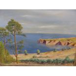 20th.C.CONTINENTAL SCHOOL. A COASTAL VIEW, OIL ON BOARD. 41 x 51cms.