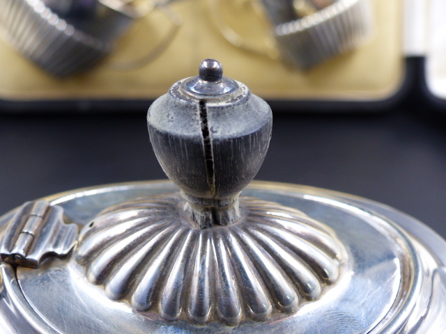 A CAMPBELL & LUMBY CASED SILVER THREE PIECE TEASET, THE HALF GADROONED TEA POT AND CREAM JUG, - Image 12 of 12