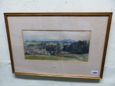 ALFRED WILLIAM RICH. (1856-1921) LUDLOW, SHROPSHIRE, SIGNED WATERCOLOUR. 17 x 35cms.