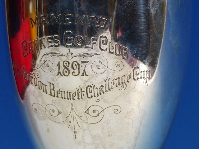 AN 1897 CANNES GOLF SILVER TROPHY CUP BY JAMES DIXON & SONS, SHEFFIELD 1896. H.14.5cms 123 grams. - Image 5 of 10