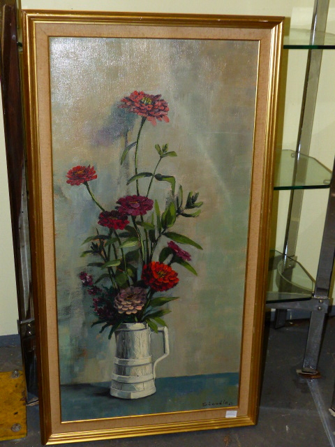 SEGUELA. 20th.CONTINENTAL SCHOOL. TWO FLORAL STILL LIFES, BOTH SIGNED, OIL ON CANVAS, LARGEST. 100 x - Image 11 of 14