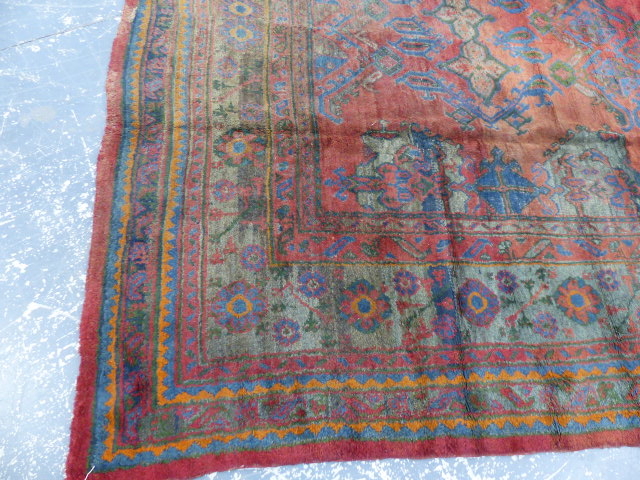 AN ANTIQUE TURKISH OUSHAK CARPET. 402 x 334cms. - Image 2 of 8