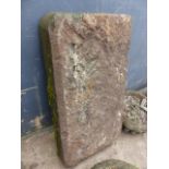 AN ANTIQUE STONE TROUGH WITH ROUNDED FRONT. W.97cms.