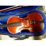 A CANVAS CASED 20th century E. WHITMARSH (edwin) VIOLIN, A P & H BOW AND ANOTHER GOLDEN STRAD BOW.