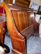 A 19th.C.FRENCH MAHOGANY AND MARQUETRY INLAID SLEIGH BED WITH SCROLL ENDS. W.126ms.