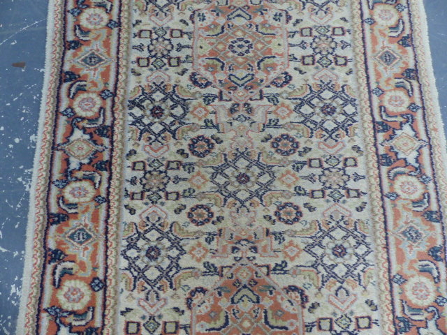 AN ORIENTAL RUNNER OF PERSIAN TABRIZ DESIGN. 332 x 79cms. - Image 5 of 8