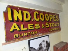 A LARGE IND COOPE'S ALES AND STOUTS ENAMEL ADVERTISING SIGN. 274 x 93cms.