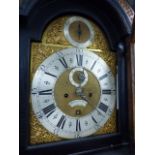 JOHN HALLIFAX, LONDON. AN EBONISED LONG CASE CLOCK, THE BRASS DIAL (30x30cms) WITH STRIKE/SILENT