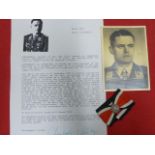 OTTO WEISS SIGNED PHOTOGRAPH AND OAK LEAVES TO THE KNIGHTS CROSS, LETTER OF PROVENANCE.