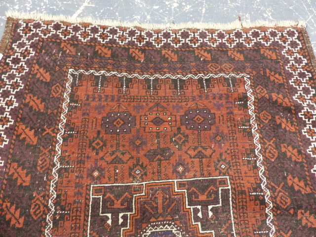 AN ANTIQUE AFGHAN ENGSI. 216 x 137cms TOGETHER WITH A BELOUCH RUG. 192 x 100cms. (2) - Image 13 of 13