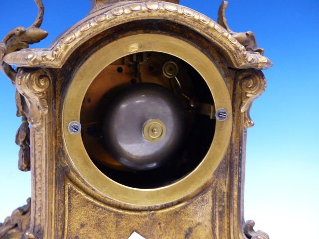 A GILT METAL AND SEVRES PORCELAIN CASED JAPY FRERES CLOCK STRIKING ON A BELL. H.35cms. - Image 9 of 10