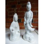 TWO CHINESE BLANC DE CHINE FIGURES.