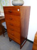 A.E.GOMME. A TEAK G-PLAN TALL CHEST OF SIX DRAWERS. 50 x 46 x H.105cms.