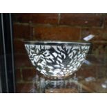 A CHINESE SILVER BOWL RECIEVER, POSSIBLY BY YU CHANG, THE ROUNDED SIDES PIERCED WITH