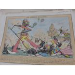 SIX 19th.C.SATIRICAL CARICATURES TO INCLUDE THE SAILORS, FLEET WEDDING ENTERTAINMENT, STEWARDS COURT