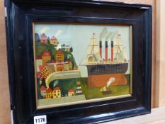 GINGER TILLEY. 20th/21st.C. ARR. A COLOURFUL PORT SCENE, SIGNED AND DATED 1971, OIL ON BOARD. 23 x