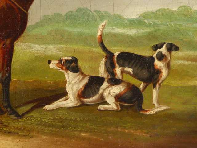 ENGLISH NAIVE SCHOOL. HUNSTMAN WITH HOUNDS, OIL ON CANVAS. 51 x 61cms. - Image 3 of 9