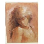 COLIN FROOMS. (1933-2017) ARR. STUDY OF MAN FOR THE PAINTING HEATWAVE, PASTEL, SIGNED, FRAMED AND